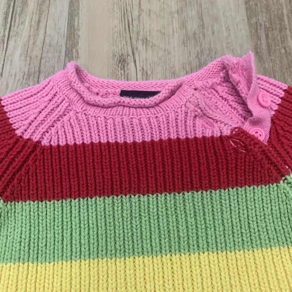 The Children’s Place Toddler Girl Color Block Striped Ribbed Knit Sweater Button
